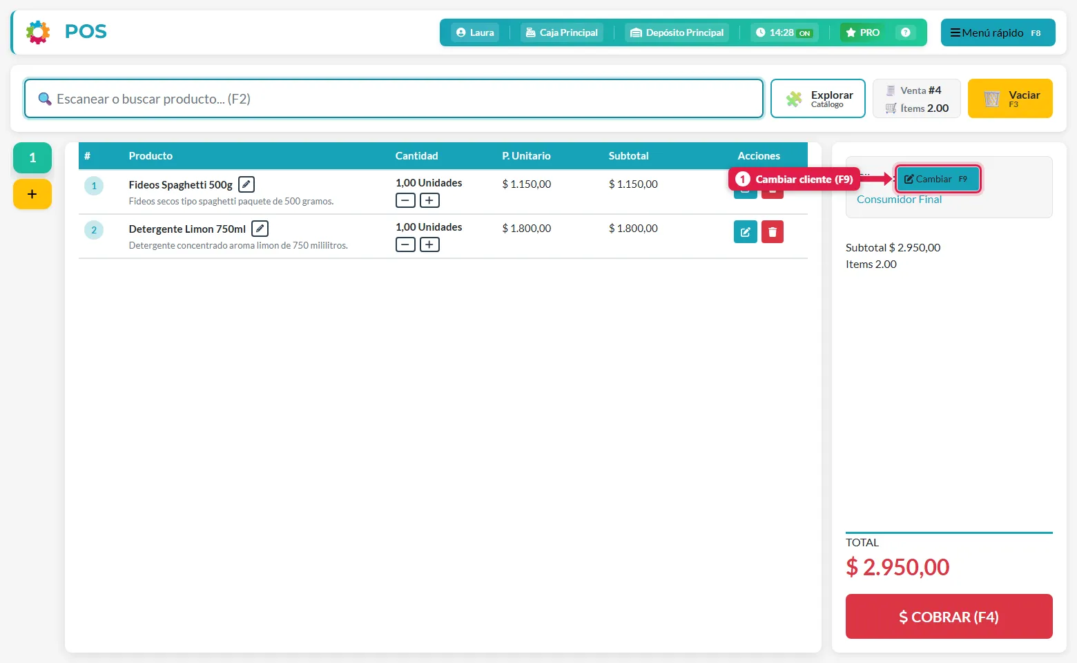 Botón para cambiar cliente