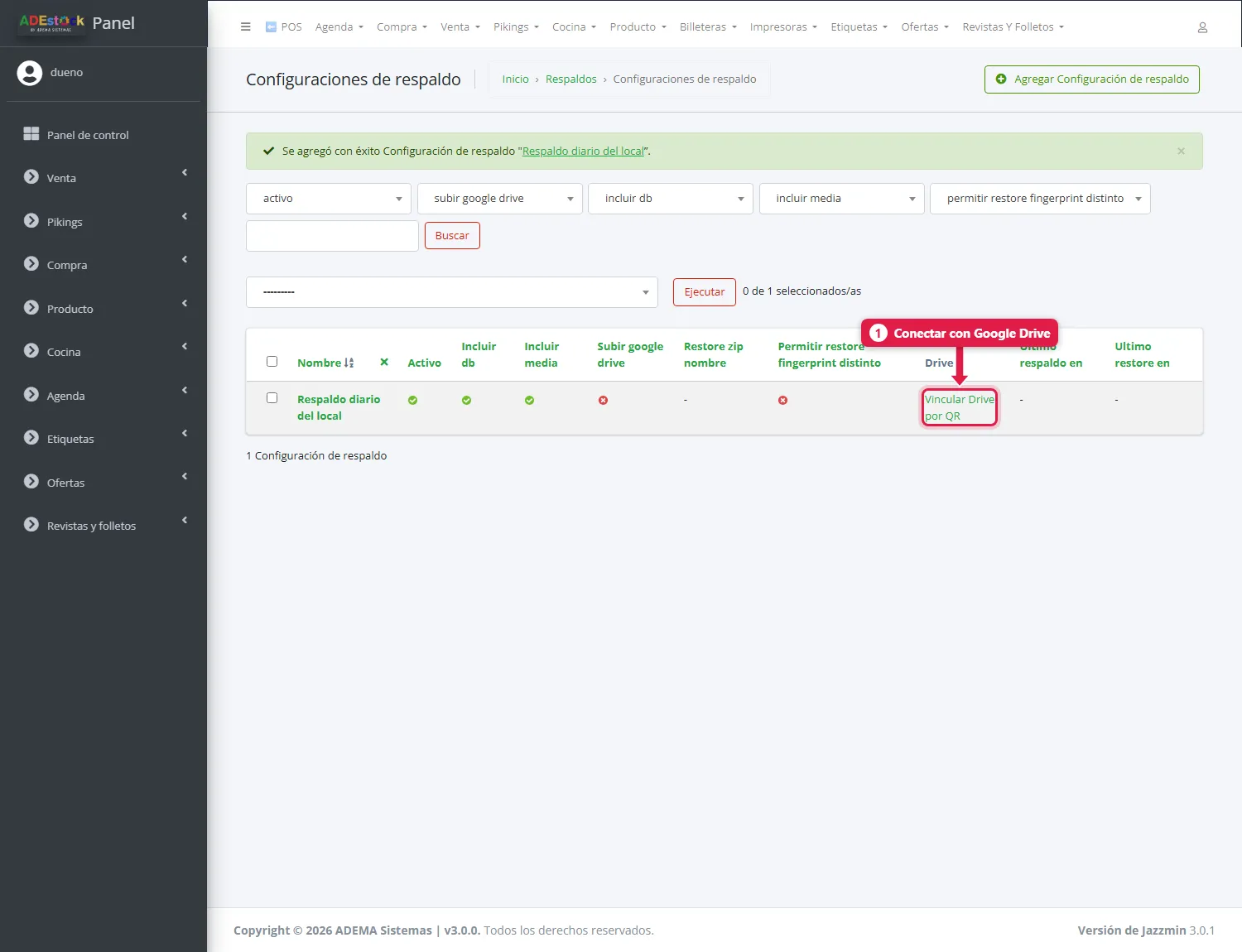 Configuración creada