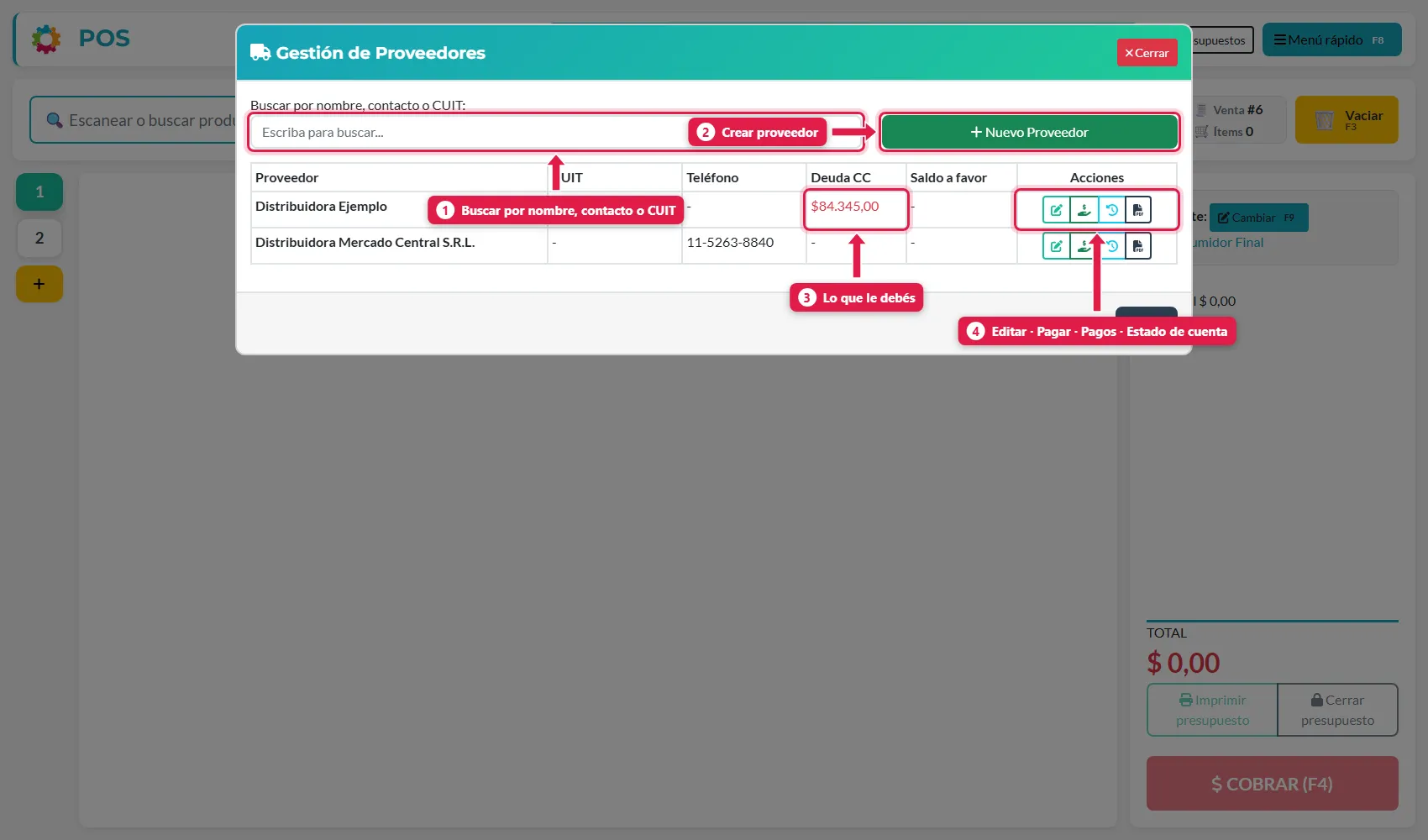Lista de proveedores