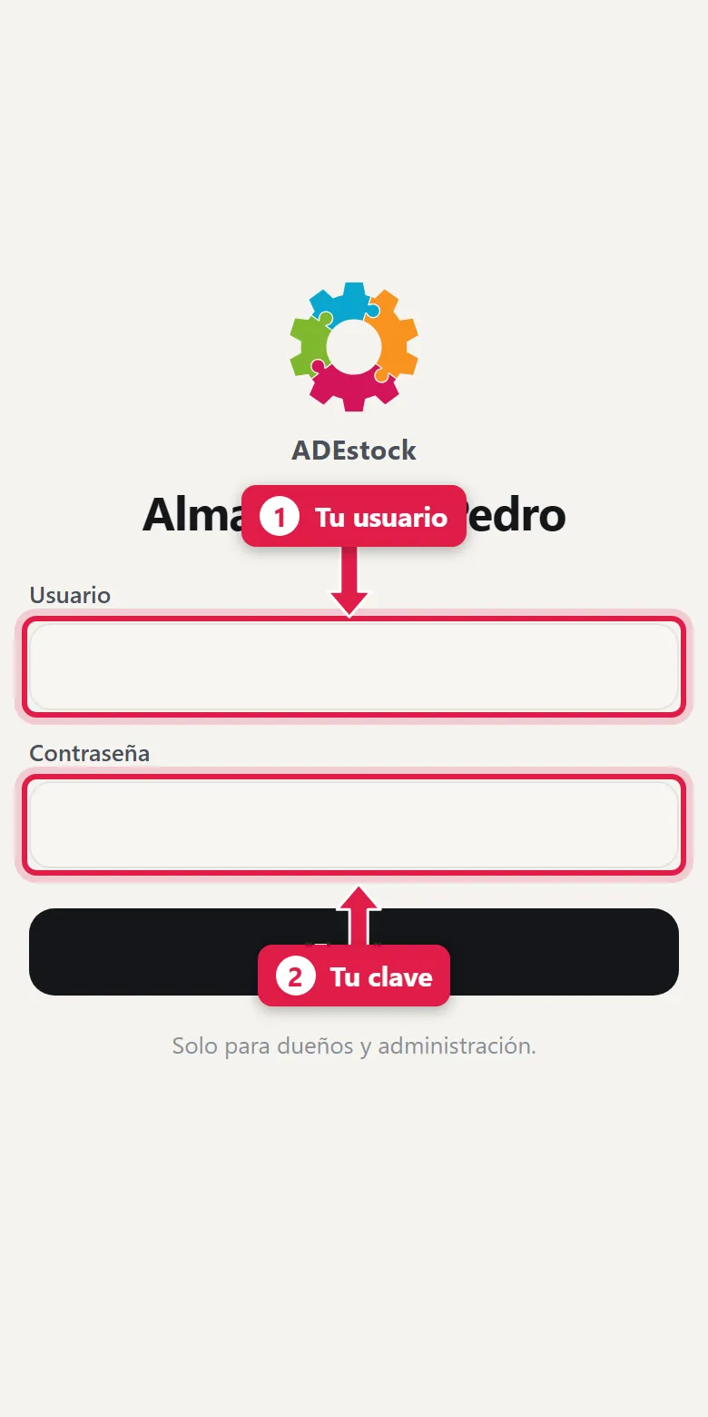 Pantalla de ingreso