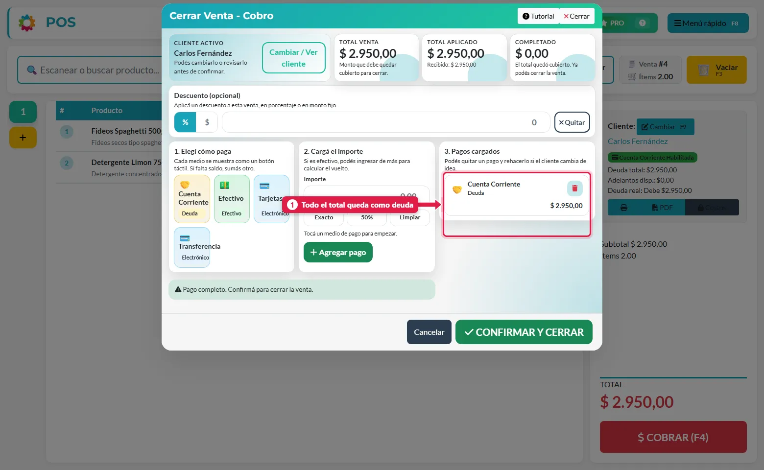 Pago a cuenta corriente