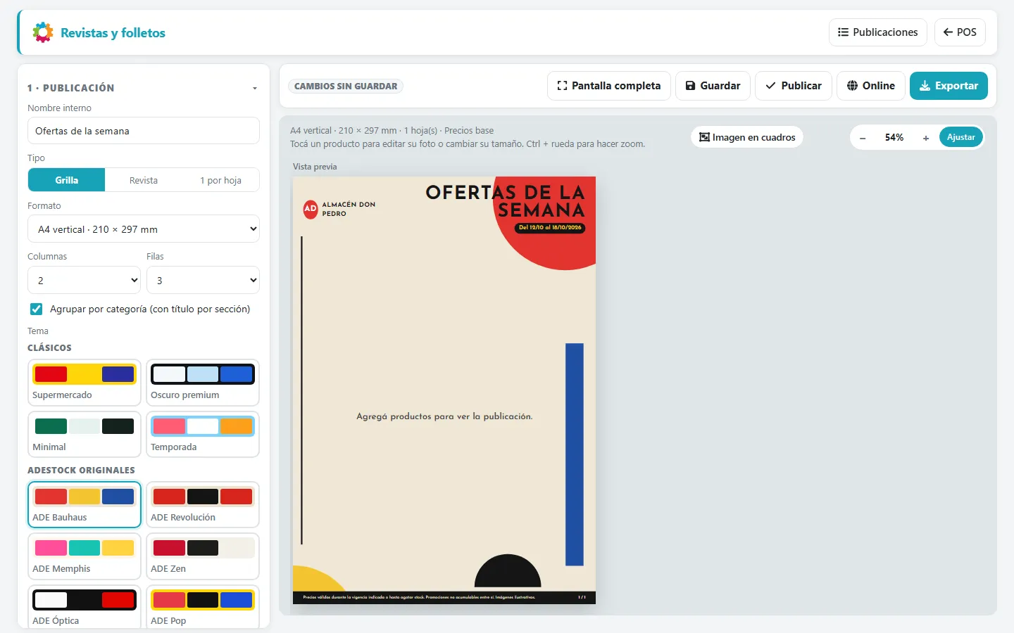 Editor de revistas con temas de diseño y vigencia