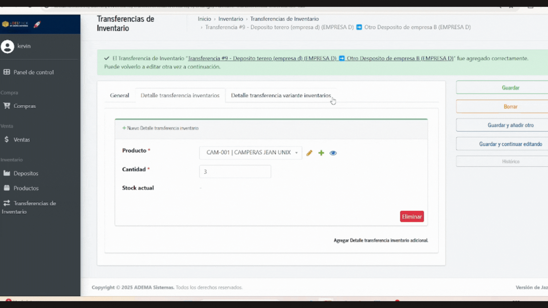 Error por stock insuficiente