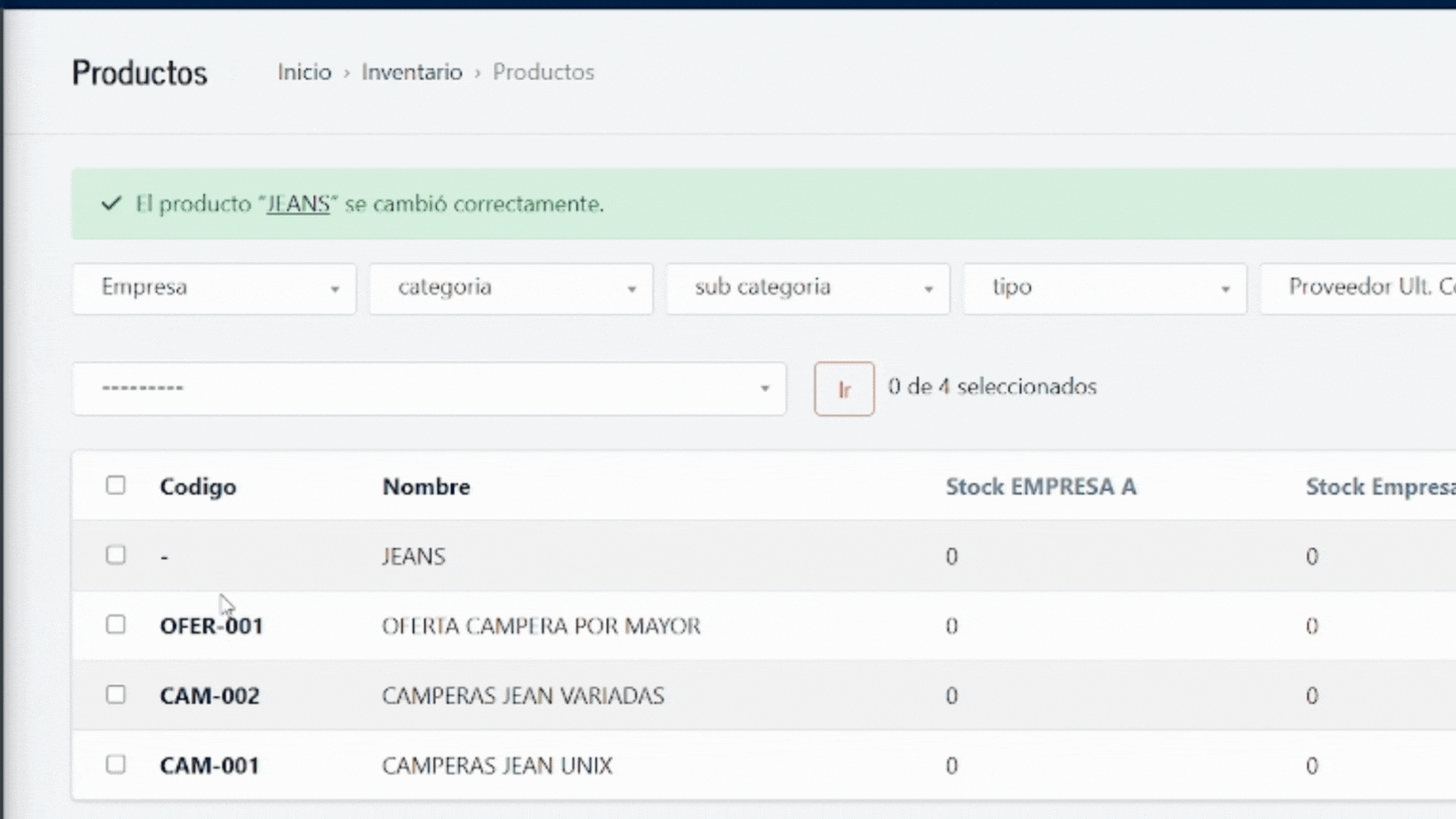 Generar Variantes Producto Madre